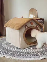 Charger et lire la vidéo dans la visionneuse de la Galerie, Maison de chat en peluche d'hiver pliable confortable pour chat et petit chien
